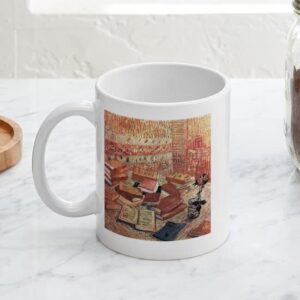 CafePress Van Gogh French Novels And Rose Mug Ceramic Coffee Mug, Tea Cup 11 oz