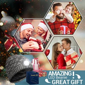 Christmas Stocking Stuffers Gifts for Men - LED Beanie Hat with Light Men Gifts Rechargeable Headlamp Cap for Women Winter Warm Knit Lighted Hats for Running Hunting Camping Cool Gadgets Dad Birthday