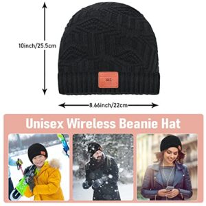 Wireless Beanie Hat for Men Gifts Winter Music Hat Hands-Free Wireless Hat Unique Gifts for Men Washable Stocking Stuffers Gifts for Men Unique Black