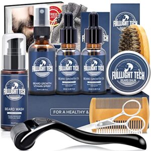 beard growth kit,beard grooming kit,beard kit w/beard roller,beard growth oil,beard wash, beard balm,comb,brush,shaving scissors,bag,e-book,stocking stuffers birthday gifts for fathers dad men him