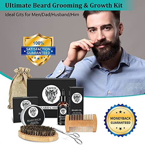 Beard Kit for Men - Beard Grooming Kit with Beard Oil, Beard Balm, Beard Brush, Beard Comb, Mustache Scissors, eBook - Beard Care Kit - Birthday Gifts for Men Dad Boyfriend Husband Brother Fiance Son