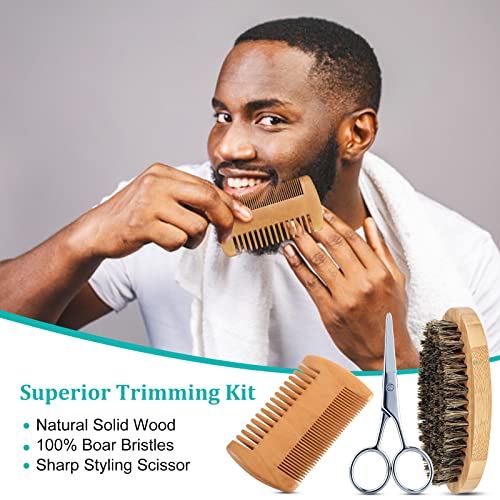 Beard Kit for Men - Beard Grooming Kit with Beard Oil, Beard Balm, Beard Brush, Beard Comb, Mustache Scissors, eBook - Beard Care Kit - Birthday Gifts for Men Dad Boyfriend Husband Brother Fiance Son