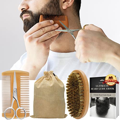 Beard Kit,Beard Growth Grooming Kit w/2 Pack Beard Oil & 2 Pack Beard Balm,Christmas Stocking Stuffers Gifts forfor Men Him Husband Dad Boyfriend,Shaving Kit w/Beard Wash Comb Brush (Sandalwood)