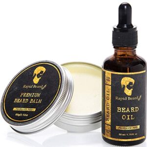 Beard Grooming & Trimming Kit for Men Care - Beard Brush, Beard Comb, Unscented Beard Oil Leave in Conditioner, Mustache & Beard Balm Butter Wax Growth, Styling Scissors - Stocking Stuffers Gift set