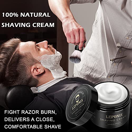 Shaving Kit for Men, Essential Kit Includes Sandalwood Shaving Cream, After Shave Lotion for Men and Pre Shave Oil Fights Nicks, Cuts and Razor Burn Shaving Gift Set for Him Men Dad Stocking Stuffers