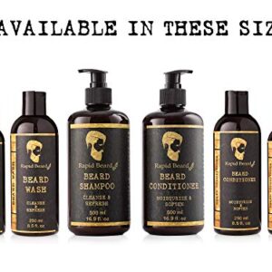 Beard Shampoo and Beard Conditioner Wash & Growth kit for Men Care - Softener & Moisturizer for Hydrating, Cleansing and Refreshing Beard and Mustache Facial Hair Gift Set (250ml / 8.5 fl oz)