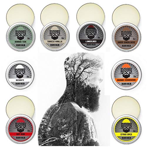 Beard Balm for Men by Rugged Roots-Hair Nourishing Beard Balm with Bamboo Teak Scent for Healthy Beards-Strong Beard Growth and Strengthen Hair-Small Gift Perfect for Stocking Stuffers for Men