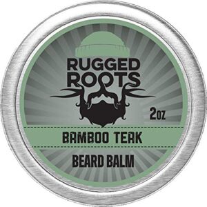 beard balm for men by rugged roots-hair nourishing beard balm with bamboo teak scent for healthy beards-strong beard growth and strengthen hair-small gift perfect for stocking stuffers for men