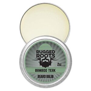 Beard Balm for Men by Rugged Roots-Hair Nourishing Beard Balm with Bamboo Teak Scent for Healthy Beards-Strong Beard Growth and Strengthen Hair-Small Gift Perfect for Stocking Stuffers for Men