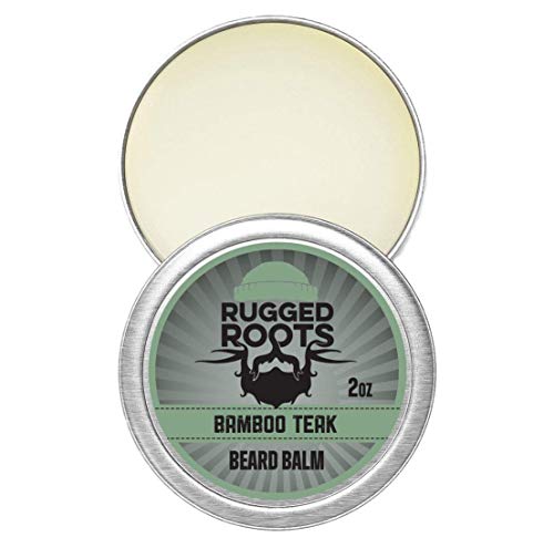 Beard Balm for Men by Rugged Roots-Hair Nourishing Beard Balm with Bamboo Teak Scent for Healthy Beards-Strong Beard Growth and Strengthen Hair-Small Gift Perfect for Stocking Stuffers for Men