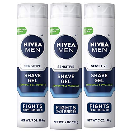 NIVEA MEN Sensitive Shave Gel with Vitamin E, Soothing Chamomile and Witch Hazel Extracts, 3 Pack of 7 Oz Cans