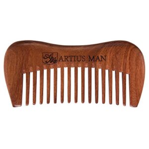 hand made artius man sandalwood wide tooth beard comb