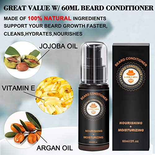 Upgraded Beard Grooming Kit w/Beard Conditioner,Beard Oil,Beard Balm,Beard Brush,Beard Shampoo/Wash,Beard Comb,Beard Scissors,Storage Bag,Beard E-Book,Beard Growth Care Gifts for Men