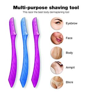 Nylea 3-Pack Eyebrow Razor Trimmer for Women Face [Extra Precision] Peach Fuzz Remover | Disposable Dermaplane Facial Hair Shaper | Dermaplaning Shaving Removal Tool - Facial Shave Shaver Blades