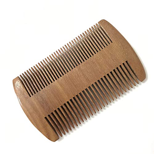 Wooden Beard Comb with PU Leather Case Pocket Beard Comb Fine & Coarse Teeth for Men Beards & Mustaches Grooming