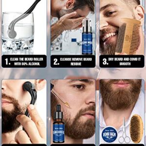 ISNER MILE Beard Growth Kit - Beard Kit with Beard Roller, Beard Growth Oil, Beard Wash, Beard Balm, Beard Brush, Comb, Shaving Scissors, Bag, eBook, Birthday Gifts for Fathers Boyfriends Dad Men Him