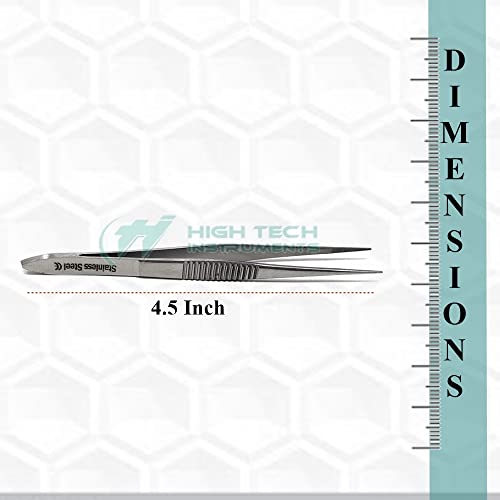 Professional Stainless Steel Set of 3 Tweezers 4.5" with Fine Serrated Precision Straight Tips for Facial Hair, Splinter and Ingrown Hair Removal Used by Women & Men