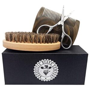 beard care kit- grooming kit for men, includes beard brush, beard comb, and grooming scissors – gifts for men – nashville beard company