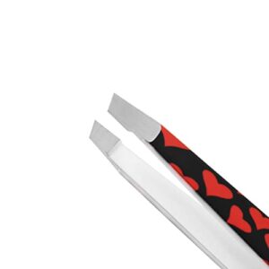 Tweezersmith Professional Tweezers for Eyebrow | Slant Tip Tweezer | Eyebrow Tweezers | Best Tweezers for Hair Plucking | Tweezers for Chin Hair | Tweezer for Men and Women (Red Heart)