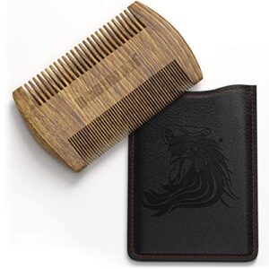 Bossman Pocket Size Sandalwood Beard Comb with Protective Case - Beard, Mustache, and Hair Fine and Wide Tooth Wood Comb - Beard Care Shaping Tool for Men