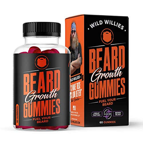 Wild Willies Beard Growth Gummies Supplement Grow Fuller & Thicker Beard, Formulated with Biositol Complex & 19 Hair Grooming Nutrients & Vitamins - 60 Gummies, Berry Blast Flavor