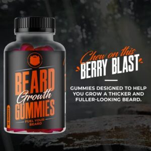 Wild Willies Beard Growth Gummies Supplement Grow Fuller & Thicker Beard, Formulated with Biositol Complex & 19 Hair Grooming Nutrients & Vitamins - 60 Gummies, Berry Blast Flavor