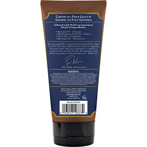 Wahl Beard Wash Face Exfoliator with Essential Oils for Moisturizing Skin Beard Hair – Manuka Oil, Meadowfoam Seed Oil, Clove Oil, Moringa Oil, and More - Model 805601