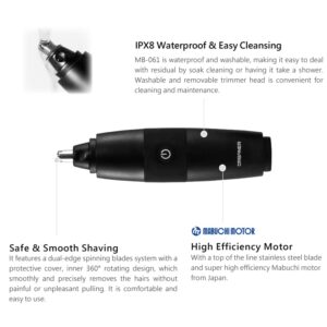 URBANER Battery powered Rotary Ear and Nose Hair Electric Trimmer, Cordless Washable Shaver for Men, Waterproof, Portable, Water Resistant Clipper, MB-061