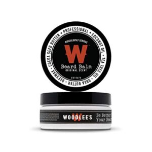 woodlee’s beard balm for men – barber grade beard care – beard conditioner – soften & strengthens beard – masculine scent – shea butter – 2 o