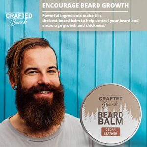 Crafted Beards - Beard Balm - Beard Wax - Mustache Wax - Light Hold - For a Softer, Smoother, Moisturized Beard - Made with All-Natural and Organic Ingredients - Leave in Conditioner (Cedar Leather)