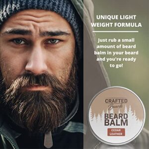 Crafted Beards - Beard Balm - Beard Wax - Mustache Wax - Light Hold - For a Softer, Smoother, Moisturized Beard - Made with All-Natural and Organic Ingredients - Leave in Conditioner (Cedar Leather)