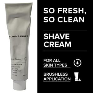 Blind Barber Watermint Gin Shave Cream - Creamy Beard Lather for Men - Protect & Moisturize Sensitive Skin - Good on All Skin Types (3.2oz / 100ml)