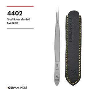 GERMANIKURE Slanted Tweezers in Leather Case - Made in Solingen Germany