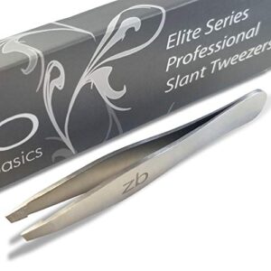 zizzili basics elite series slant tweezers – surgical grade stainless steel for professionals (satin finish)