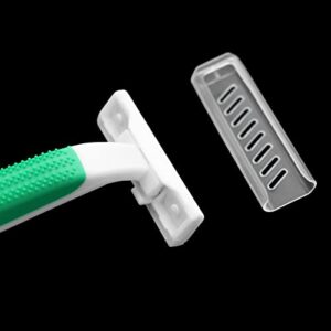 Disposable Razors in Bulk ,Green Razors Individually Wrapped Bulk,Twin Blade Razors with Clear Safety Cap and Shaving Cream, Razors For Homeless, Hotel,Air Bnb,Shelter/Homeless/Travel (50)