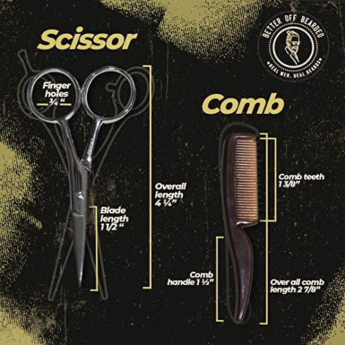 Mustache Grooming Kit - Mustache Scissors For Men For Precise Facial Hair Trimming - Mustache Combs For Men - Perfect Moustache Comb and Moustache Scissors Great For Travel