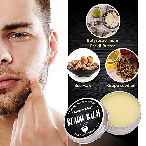 Lionmane Beard Growth Gift Kit, Father's Day Gifts for Men,Beard Growth Oil,Beard Balm Brush Comb, Stimulate Beard Hair Growth, Men's Birthday Anniversary Beard Gifts for Husband/Boyfriend/Dad/Him