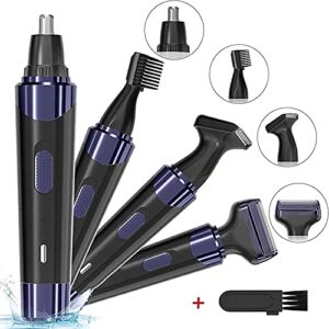 XIXIANDASHA Ear and Nose Hair Trimmer Clipper for Men Women, 4 in 1 USB Rechargeable Professional Electric Eyebrow and Facial Hair Trimmer with Waterproof Head Double-Edge Stainless Steel Blade