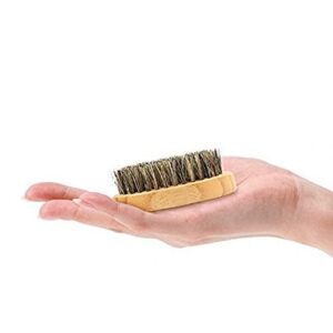 Beard Brush Kit Boar Bristle Brush and Sandalwood Comb with Storage Bag for Men, Fine & Coarse Teeth Dual Brush for Mustache Anti-Static