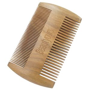 Beard Brush Kit Boar Bristle Brush and Sandalwood Comb with Storage Bag for Men, Fine & Coarse Teeth Dual Brush for Mustache Anti-Static