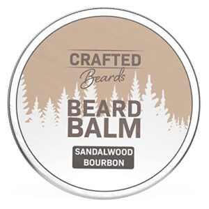 crafted beards – beard balm – beard wax – mustache wax – light hold – for a softer, smoother, moisturized beard – made with all-natural and organic ingredients – leave in conditioner (sandalwood bourbon)