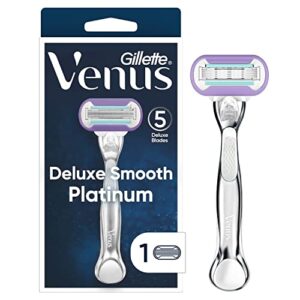 gillette venus deluxe smooth platinum women’s razor, includes 1 handle, 1 razor blade refill
