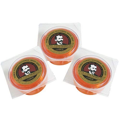 Col. Conk Amber Shave Soap 2.25 Ounce (Pack of 3)