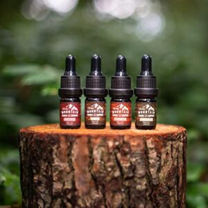 Beard Oil Sample Size Pack - 4 Unique Beard Oil Varieties (0.17 oz each) - Cedarwood, Sandalwood, Bamboo & Unscented – Contains Essential Oils