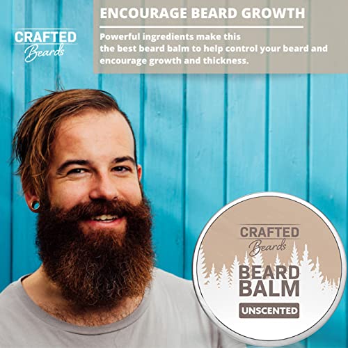 Crafted Beards - Beard Balm - Beard Wax - Mustache Wax - Light Hold - For a Softer, Smoother, Moisturized Beard - Made with All-Natural and Organic Ingredients - Leave in Conditioner (Unscented)