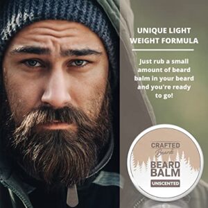 Crafted Beards - Beard Balm - Beard Wax - Mustache Wax - Light Hold - For a Softer, Smoother, Moisturized Beard - Made with All-Natural and Organic Ingredients - Leave in Conditioner (Unscented)