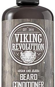 Viking Revolution Beard Conditioner w/Argan & Jojoba Oils - Softens & Strengthens - Natural Peppermint and Eucalyptus Scent- Beard Conditioner w/Beard Oil (17oz Conditioner)