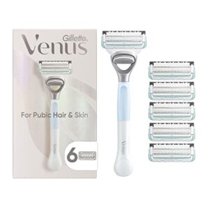 gillette venus intimate grooming razors for women, 1 venus razor bikini trimmer, 6 razor blade refills
