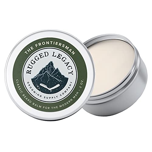 Rugged Legacy - Beard Balm, The Frontiersman 2oz Beard Balm for Men, Woodsy Scented Beard Balm with Notes of Molasses, Beard Balm Made with Natural Oils that Enrich Your Entire Beard - Roots To End