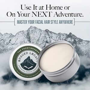 Rugged Legacy - Beard Balm, The Frontiersman 2oz Beard Balm for Men, Woodsy Scented Beard Balm with Notes of Molasses, Beard Balm Made with Natural Oils that Enrich Your Entire Beard - Roots To End